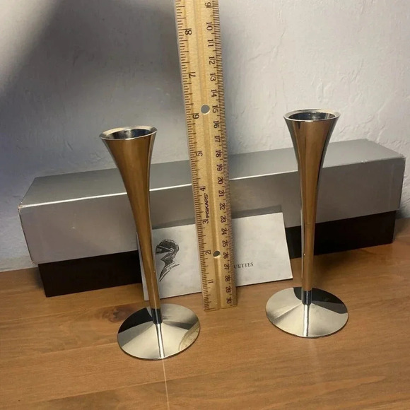 Pair of Silhoutte Candle Sticks made by German Artisans Metal and Nickel Plated - Picture 4 of 8